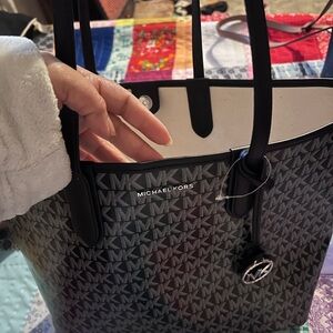 Michael Kors Black and Gray Logo Tote